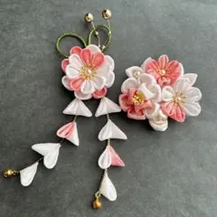 つまみ細工 髪飾り 「おひさま」七五三　卒業式　ピンク色