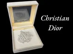 ChristianDior ディオール ロゴ ブローチ シルバー ラインストーン