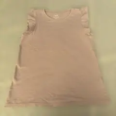 H&M フリル付きノースリーブタンクトップ 8/10 くすみピンク　140cm