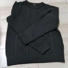 Freude 黒 ケーブルニットセーター LL