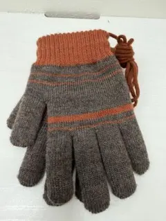 ニット手袋 グローブ ブラウン×オレンジ 美品 冬小物