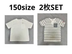 【新品タグ付】GU ホワイトTとボーダー T 2枚セット 150sizeのサムネイル