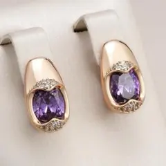 p*r様 【14KGP】パープル 紫 オーバル 大粒ジルコンピアス