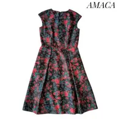 【AMACA】美品 リバティプリントワンピース 38 花柄 ジャガード
