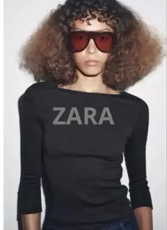 ZARA コットンボートネックtシャツ カーボングレー L