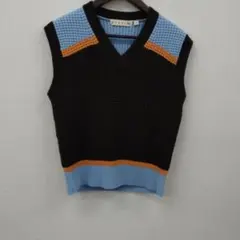 (1)MARNI UNIQLO Vネックニットベスト M 黒・青・オレンジ