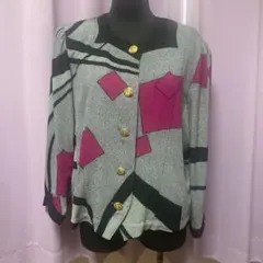52) 幾何学模様 ブラウスジャケット 7分袖