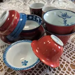 赤絵陶器食器セット さまざまなデザインお値下げ致しました。