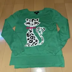GapKids グリーン 猫柄 セーター S/M