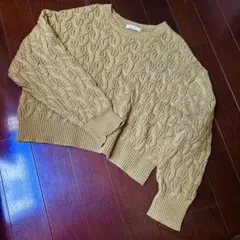 GLOBAL WORK ケーブル編み ベージュニット