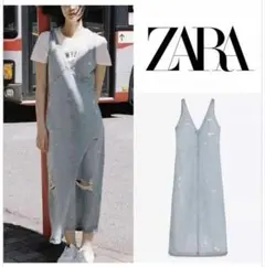 ZARA ダメージ加工TRFデニムワンピース　S