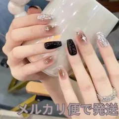 推し活・ライブにも 黒シルバーネイルチップ 韓国っぽかわいい