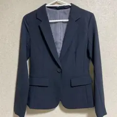 ネイビー テーラードジャケット ストライプ裏地
