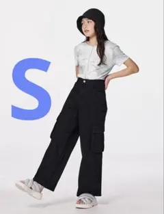 GU GIRLSセンターシームワイドカーゴパンツJR