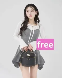 darich ダーリッチ レイヤードランダムヘムチェックミニワンピース グレー