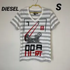 美品　ディーゼル　 ボーダー　Vネック Tシャツ