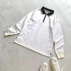 レディース　ゴルフウエア　ポロシャツ　ミズノ　長袖　白シャツ　M