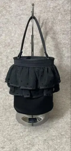 極美品】セツコサジテール City ドット フリル バケツバッグ 黒 保存袋