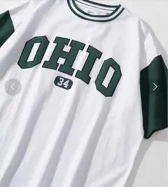 [お買い得]ビッグシルエット カレッジロゴ刺繍 リブラインリンガーTシャツ