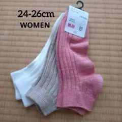 新品未使用　UNIQLO レディース　ショートソックス 3ペア 24-26cm