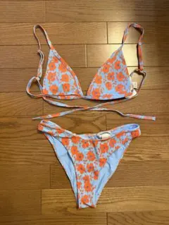 H&M ビキニ 水着 花柄 ライトブルー オレンジのサムネイル