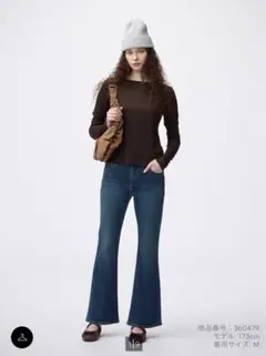 お値下げGUスリムフレアジーンズ丈標準74.0～78.0cm68 BLUE XS