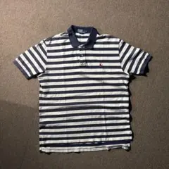 90s POLO RALPH LAUREN ボーダー XL ポロシャツ ネイビー
