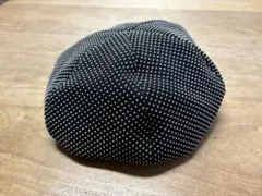 ドット柄 ベレー帽 黒