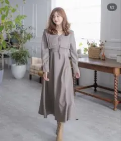 セーラーカラー ロングワンピース