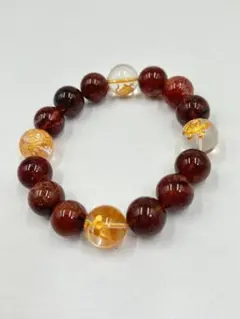 【開運】ルチルクォーツ＆金彫刻水晶ブレスレット 金運・健康運・仕事運