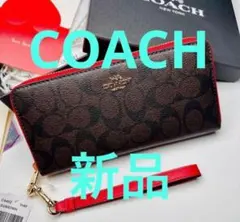 新品・未使用】COACH 長財布 ブラック×レッド - メルカリ