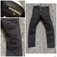 Dsquared2 セクシーツイスト　ハードダメージ加工ブラックデニム　リングのサムネイル