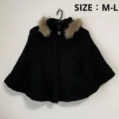 CLUDIA-BIT ニット　ポンチョ　フード付き　黒　Mサイズ　Lサイズ