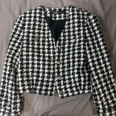 ZARA チェック柄ツイードジャケット Mサイズ
