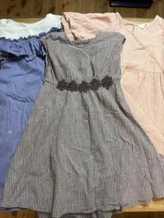 水色オフショルダー半袖ワンピース 100cm