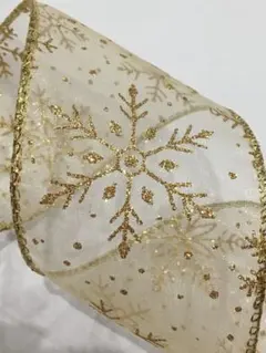 【ワイヤーエッジリボン】 スノーフレイクＧオーガンジー幅6.3㎝2m