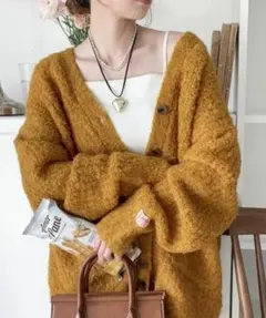 JaVaジャバ 別注 ブークレーVネックカーディガン イエロー