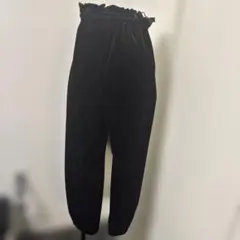 ジーユー ワイドパンツ ベロア 背面ゴム ブラック　Sサイズ