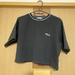 FILA ロゴネック クロップド丈 半袖Tシャツ ブラック L