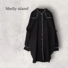 シェリーアイランド パイピング シャツワンピース 黒 M ウエスタンシャツ 長袖のサムネイル