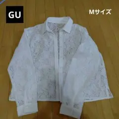 レース柄　ブラウス　GU　白