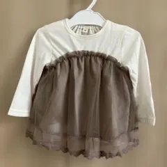 キャンペーン便乗セール！【新品】長袖Tシャツ チュールフリル付き 95cm