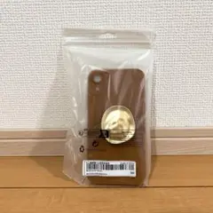 ⚠️iPhone XR用⚠️ブラウンケース ゴールドのスマホグリップ付き