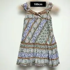 100cm　エニファム　anyfam　ワンピース　総柄　レース　リボン