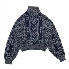 80s-90s ハイネック クロップド丈 ニット セーター 古着 レディース F