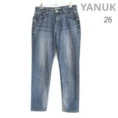 【美品】YANUKヤヌークRUTHデニムスリムテーパード ソーカルブルー美脚26