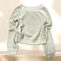 SNIDEL 透かし編みプルオーバーニット　モヘヤ混　ベージュ　クールネック