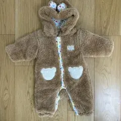 くま　ボア　フリースロンパース 60〜70