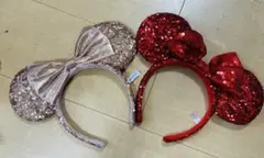 ミニー耳カチューシャ ゴールド レッド 2色セット