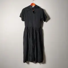 トリココムデギャルソン アシンメトリー ロングワンピース フリル襟 キュプラ半袖